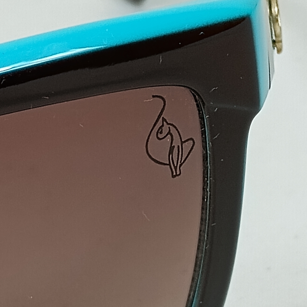 Vintage Y2K Baby Phat Sunglasses Turquoise Dark Brown Cat Logo B2062 UV400 - Picture 8 of 15